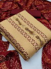 Cream Colour Fancy Designer Casual Wear Pure Cotton Embroidery Worked Dress Material Collection 1002